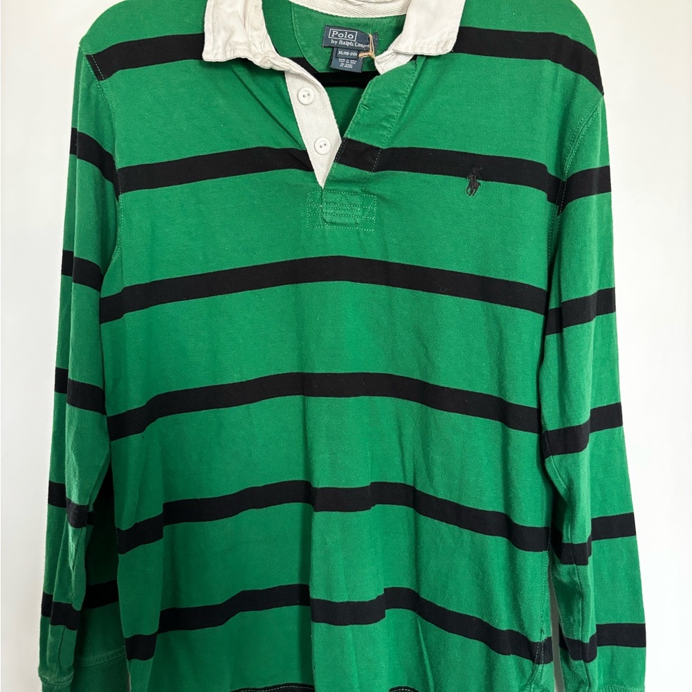 Ralph Lauren Green and Black Striped Shirt